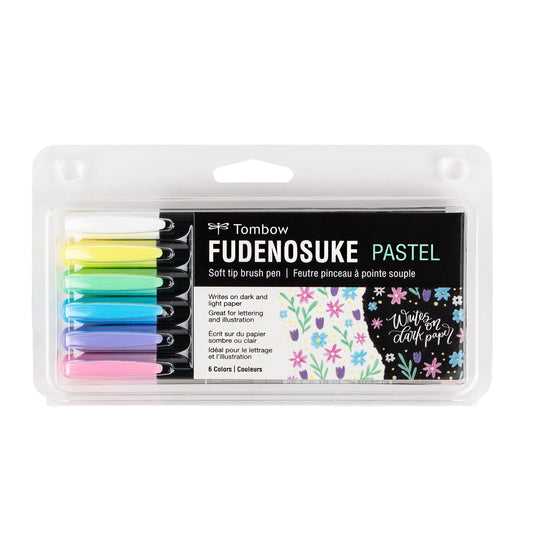 Fudenosuke Colored 6 Color Pastel Brush Pen Set
