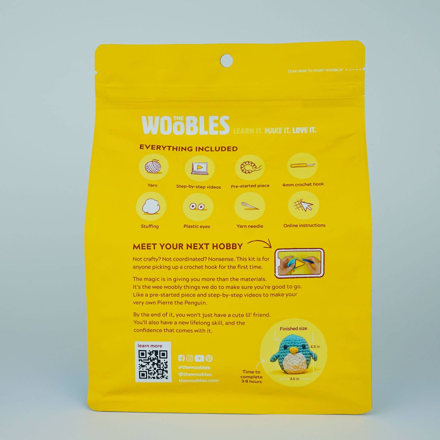 Woobles Pierre the Penguin Beginner Crochet Kit