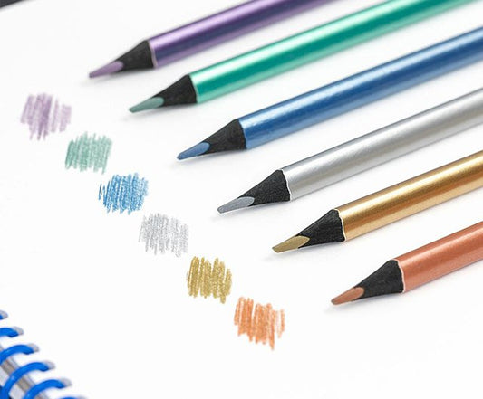 Milan Metallic Black Wood Color Pencil Set