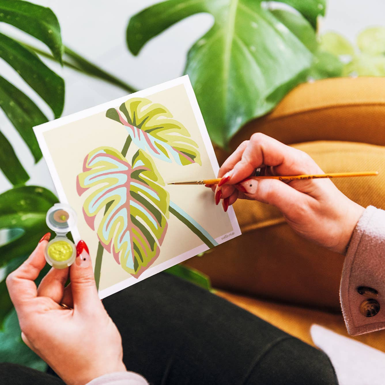 Monstera Leaves MINI Paint-by-Number Kit