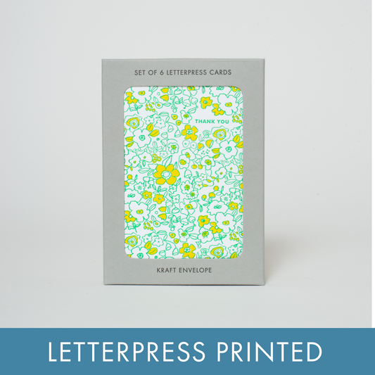 Boxed Set Thank You Floral Letterpress Greeting Cards by Hello Lucky