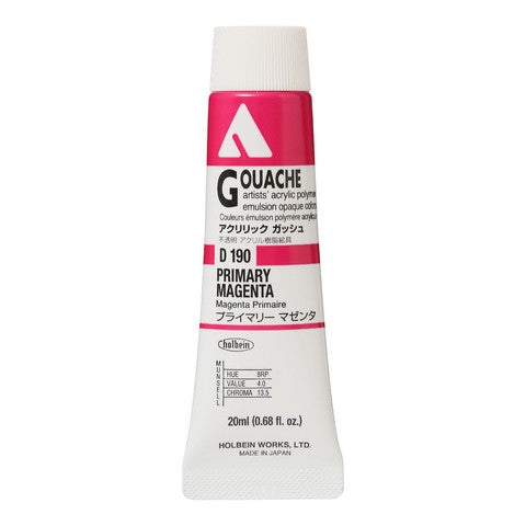 Holbein Acryla Gouache 20 mL Tubes CMYK Colors