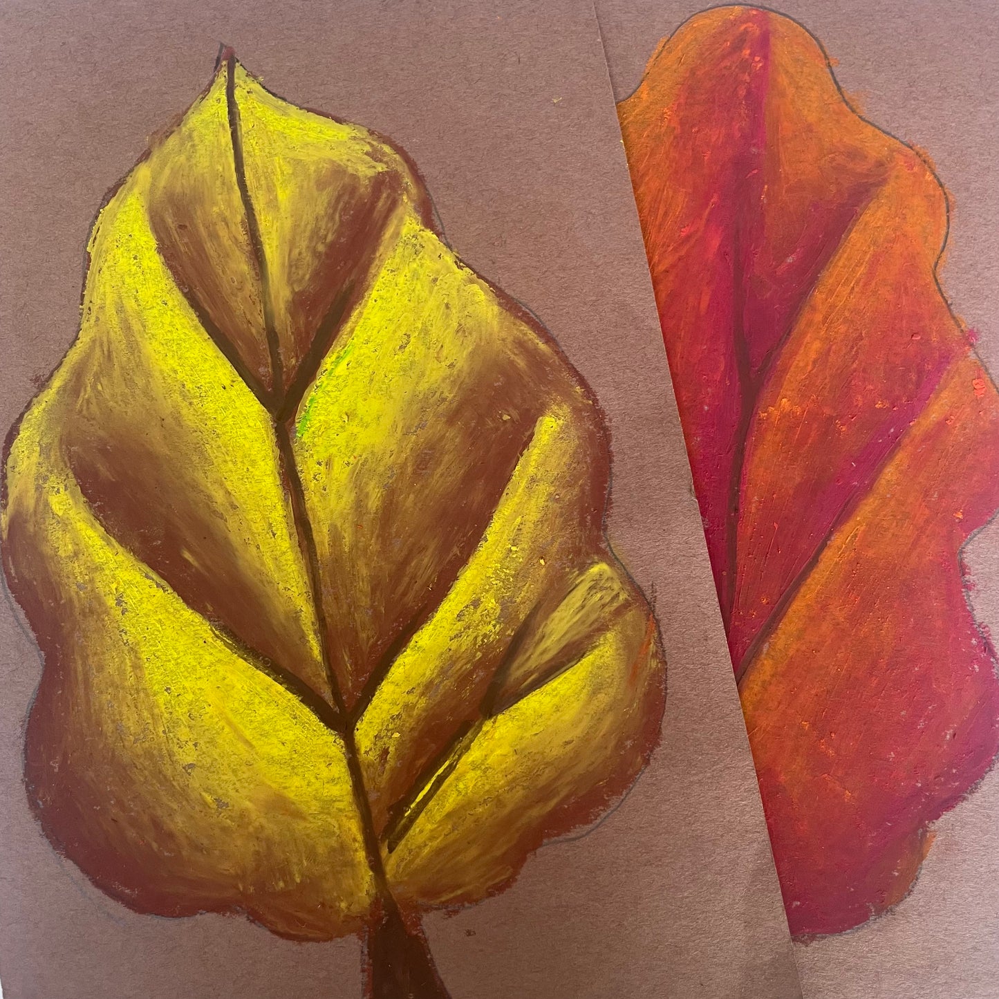 November 25 Oil Pastel Fall Treescape Painting Morning Camp