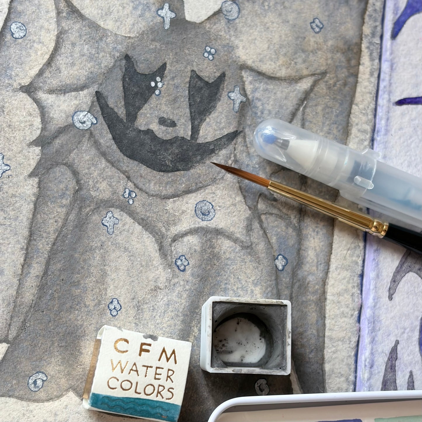 October 4 Watercolor: Monochrome Creatures