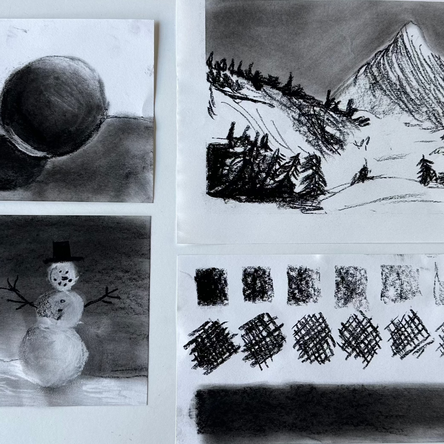 January 3 Charcoal Snow Day Afternoon Camp