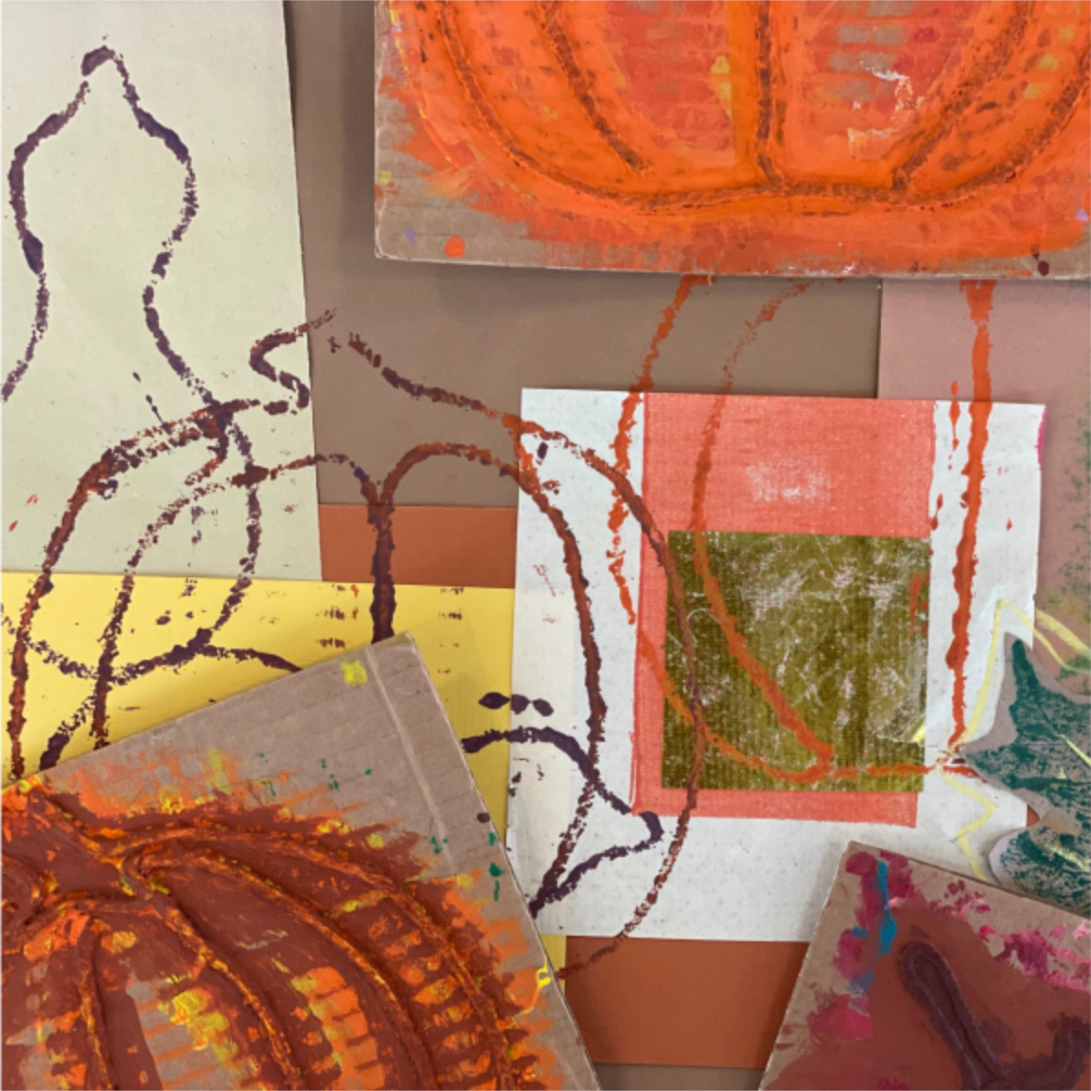 November 20 Autumnal Collograph Morning Camp
