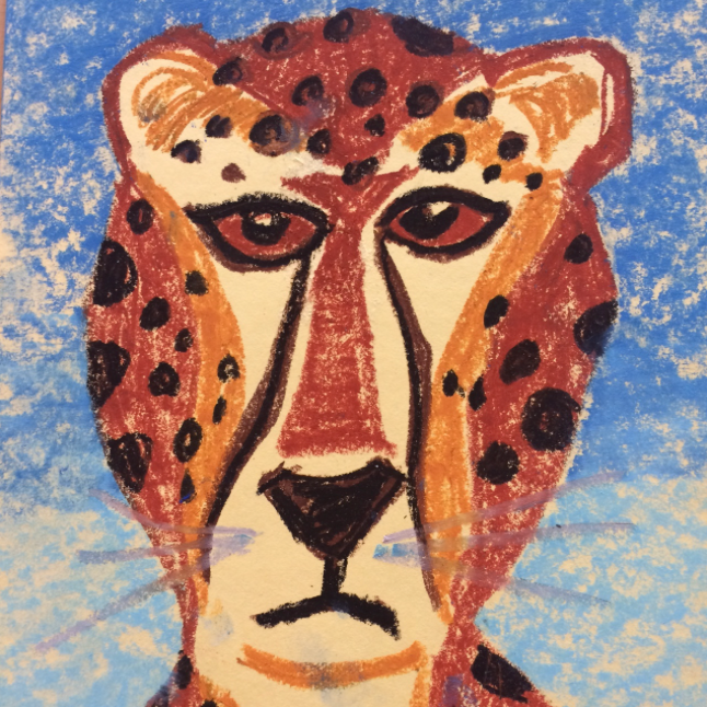 Kids Birthday Party: Big Cat Oil Pastel