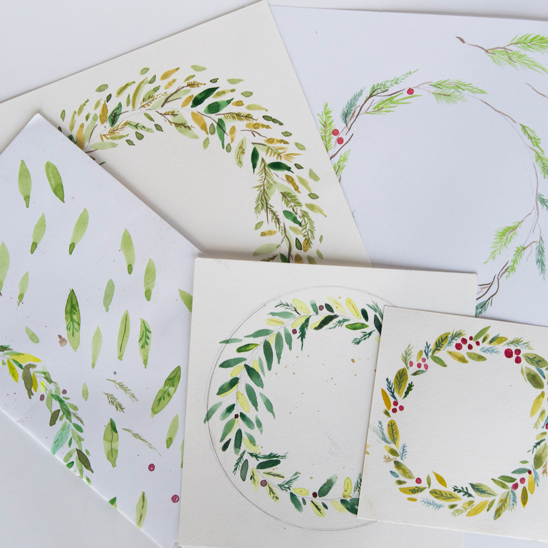 January 5 Winter Wreath Watercolor Morning Camp