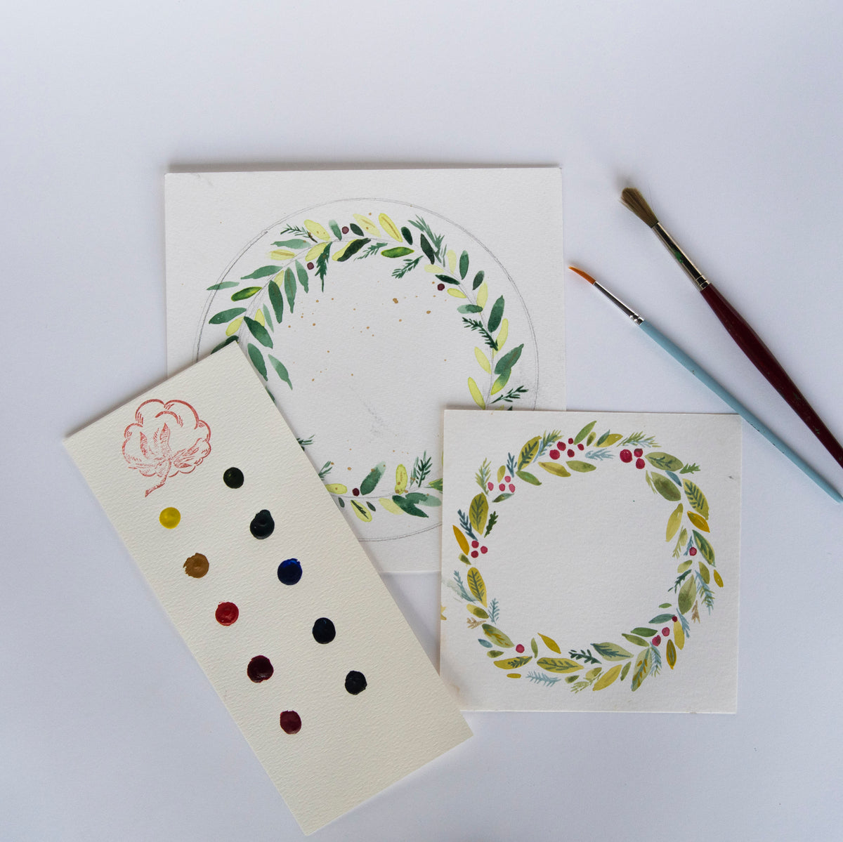 Dec 23 Winter Wreath Watercolor Afternoon Camp