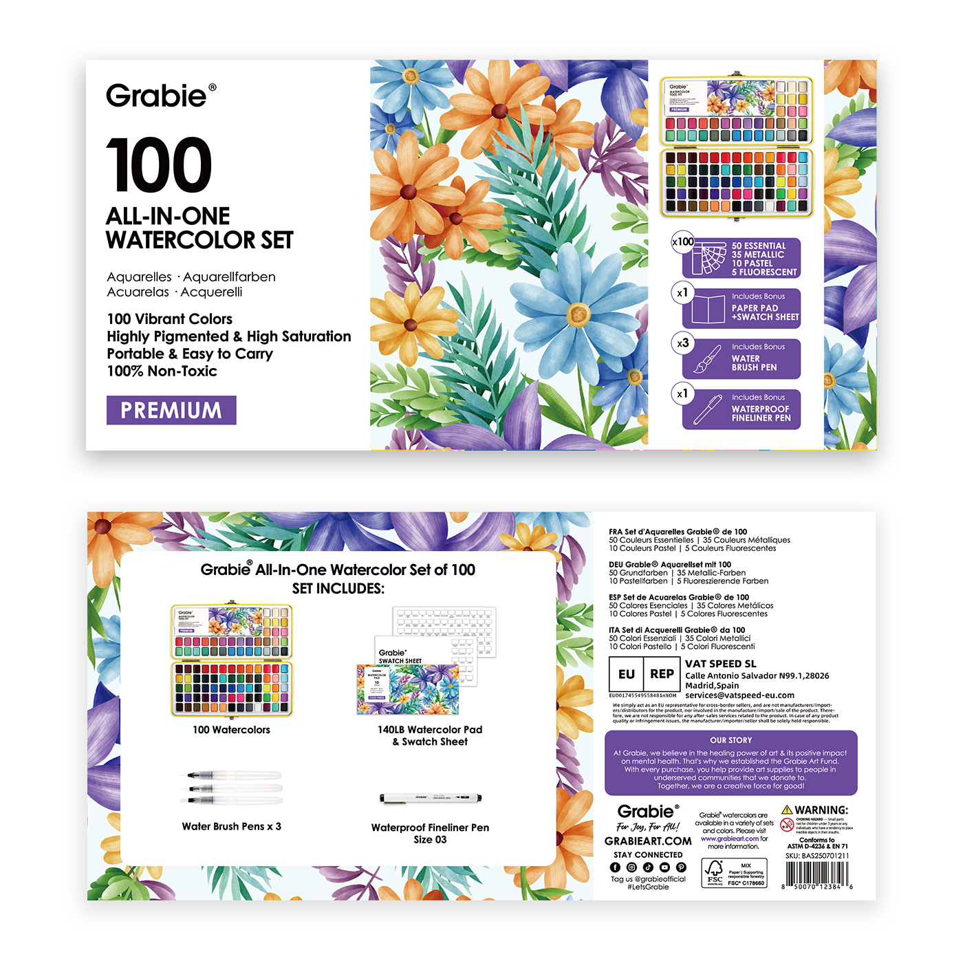 Grabie All-In-One Premium Watercolor Set of 100