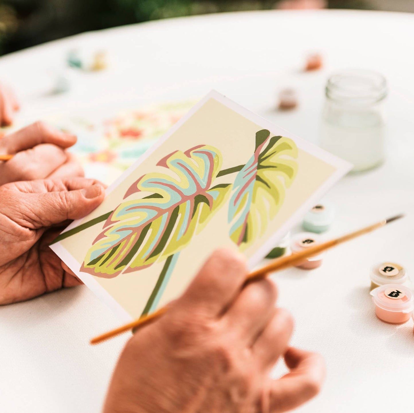 Monstera Leaves MINI Paint-by-Number Kit