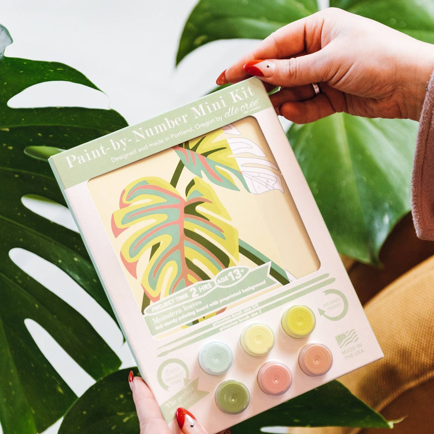 Monstera Leaves MINI Paint-by-Number Kit