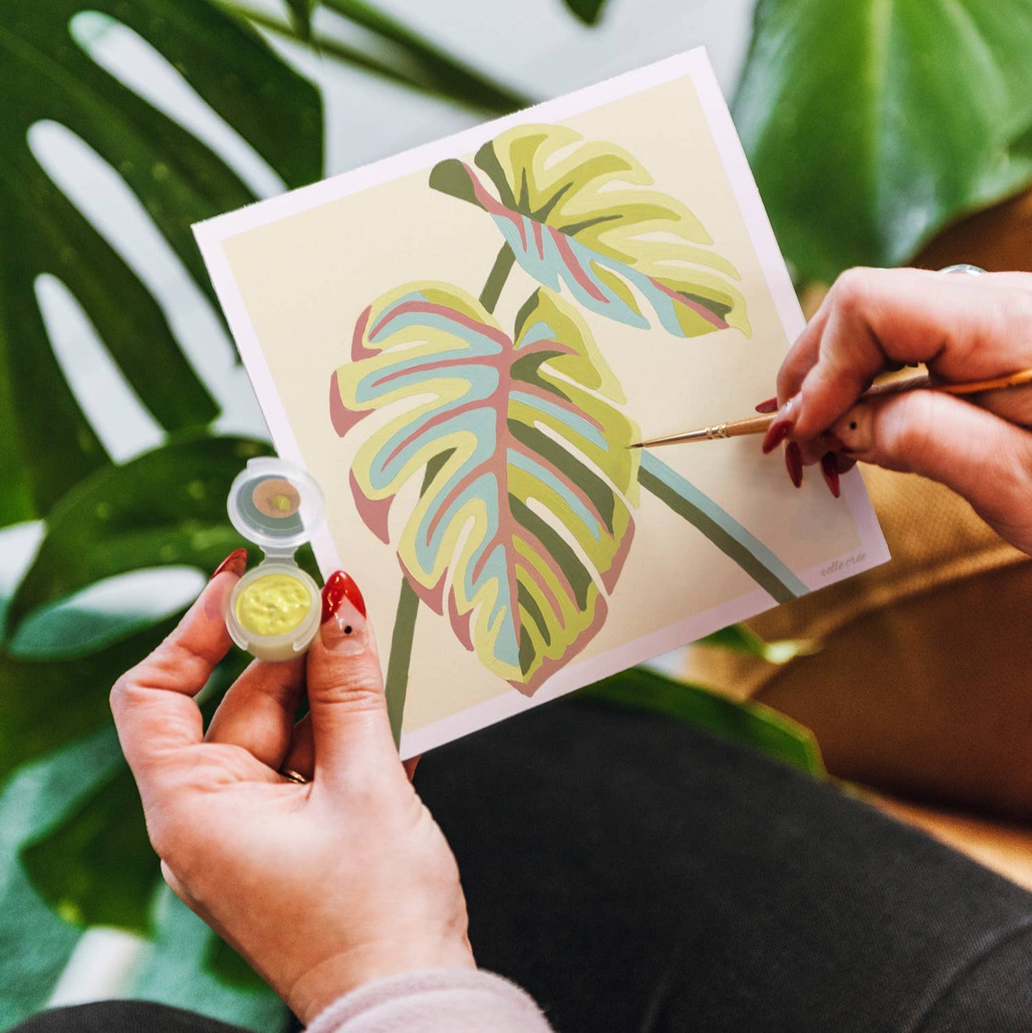 Monstera Leaves MINI Paint-by-Number Kit