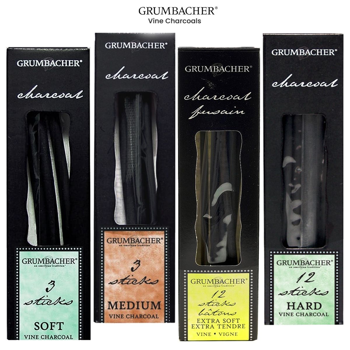 Grumbacher Vine Charcoal Soft 3-Pack
