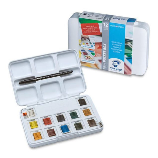 Talens Pocket Box 12 Color Half-Pan Basic Colors Set