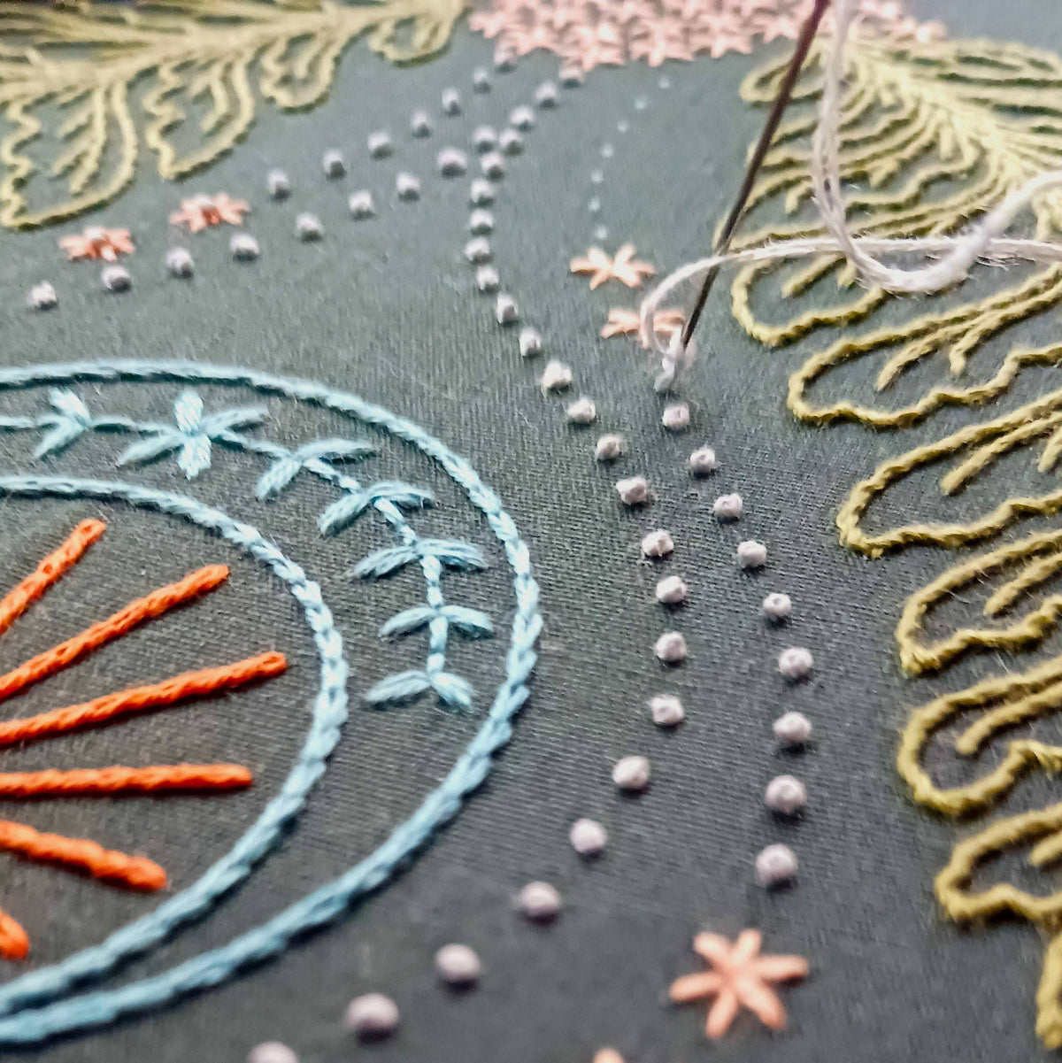 Cozy Blue Blue moon embroidery kit