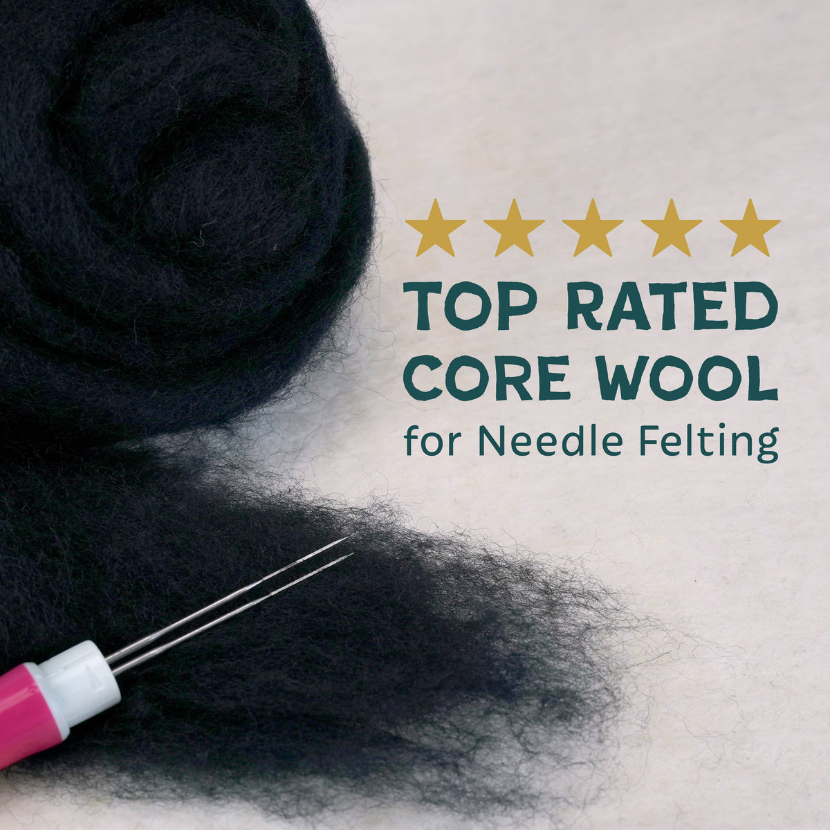 Woolbuddy Core Wool Roving 8oz Black