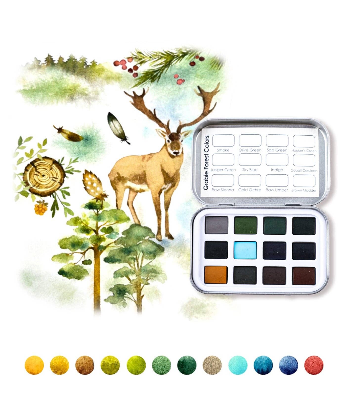 Watercolor Pocket Set of 12 - Forest Colors