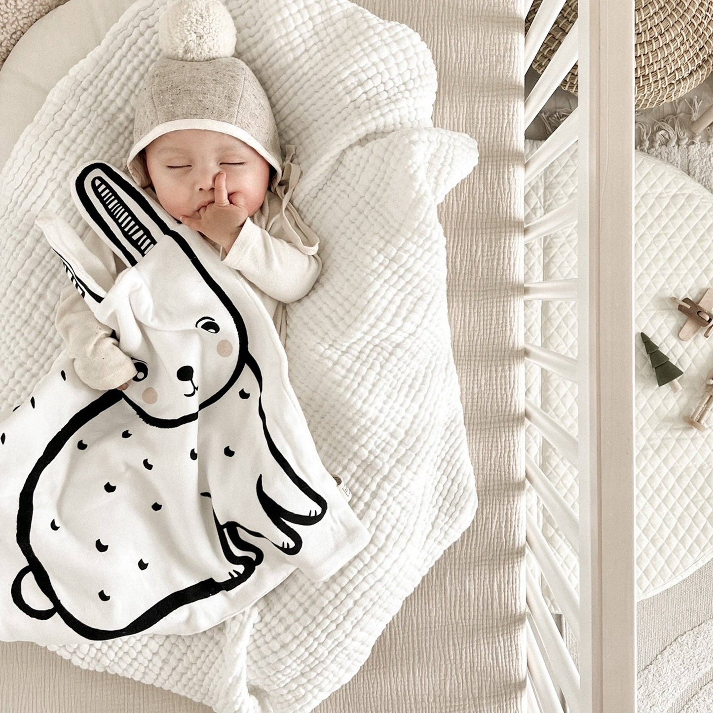 Wee Gallery Bunny Snuggle Blanket - Organic Cotton Baby Lovey