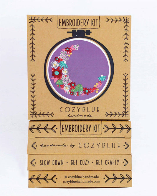 Cozy Blue Flora luna embroidery kit