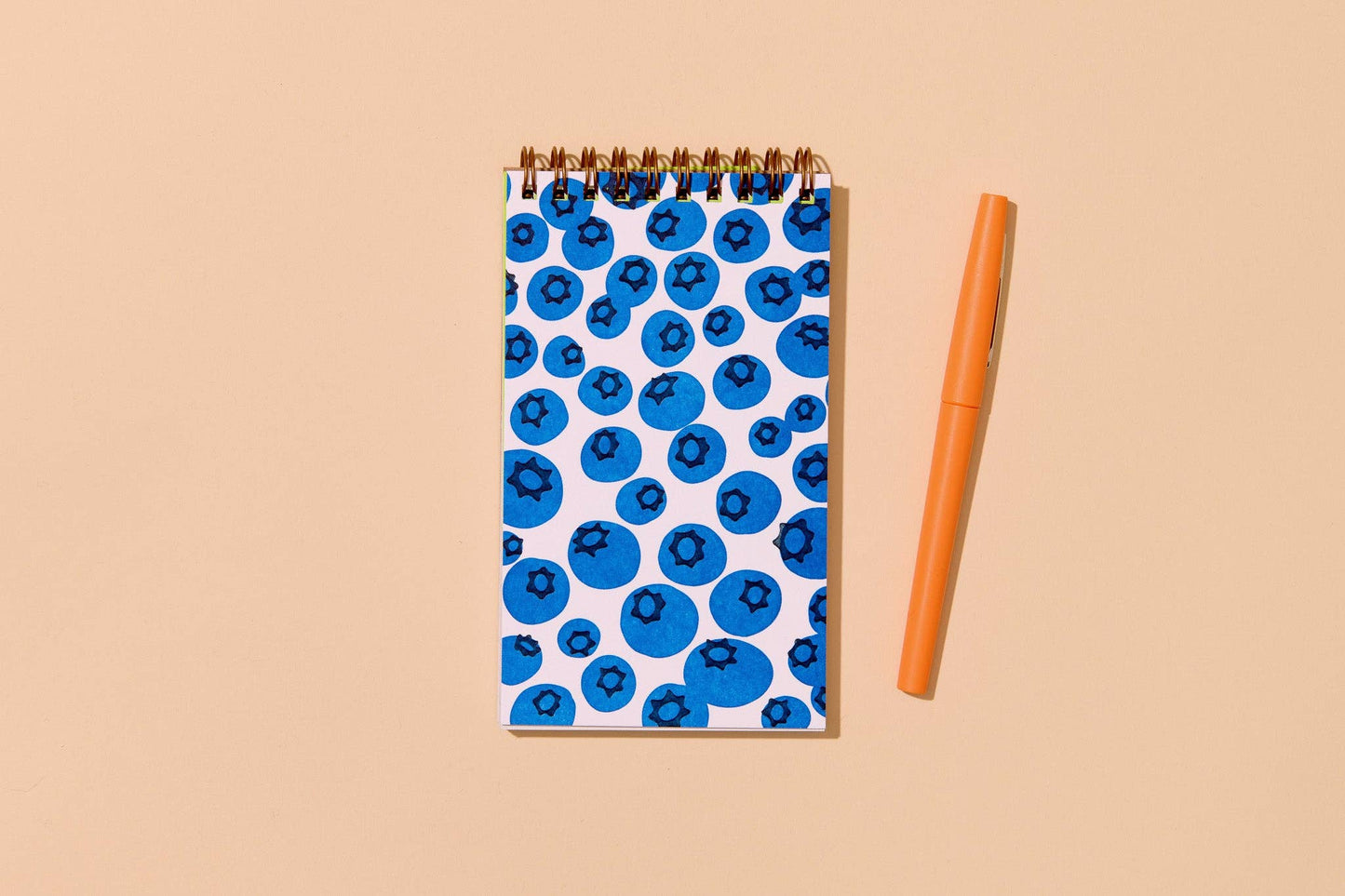 Modern Summer Letterpress Small Spiral Notebook — Blueberry