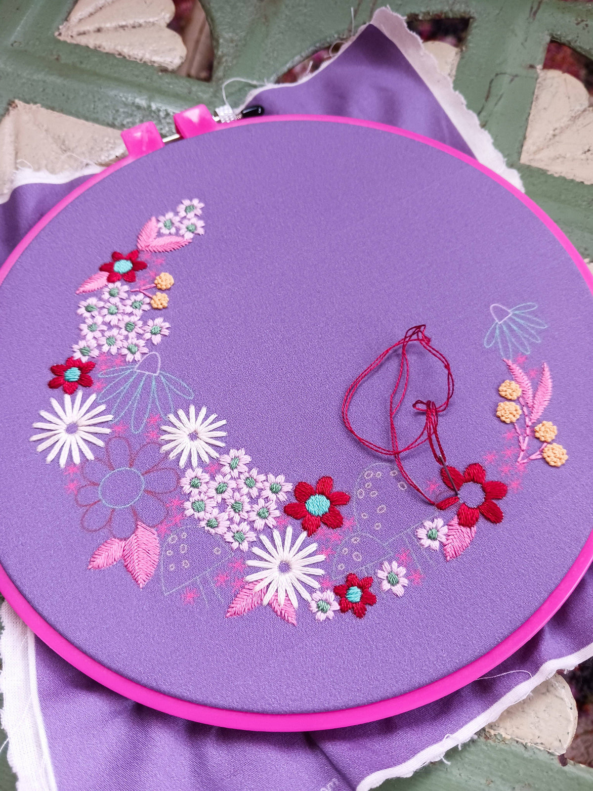 Cozy Blue Flora luna embroidery kit