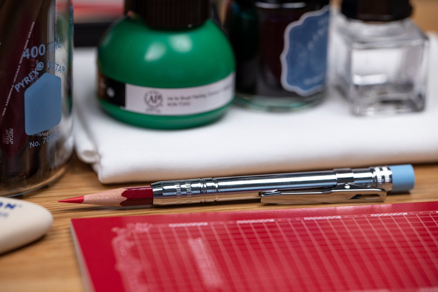 Excel Pencil Extender, Chrome with Red Pencil