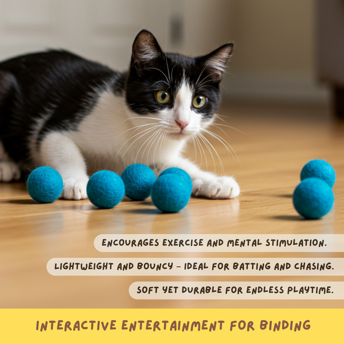 Woolbuddy Felt Cat Toy Balls – Handmade Natural Cat Toy Set