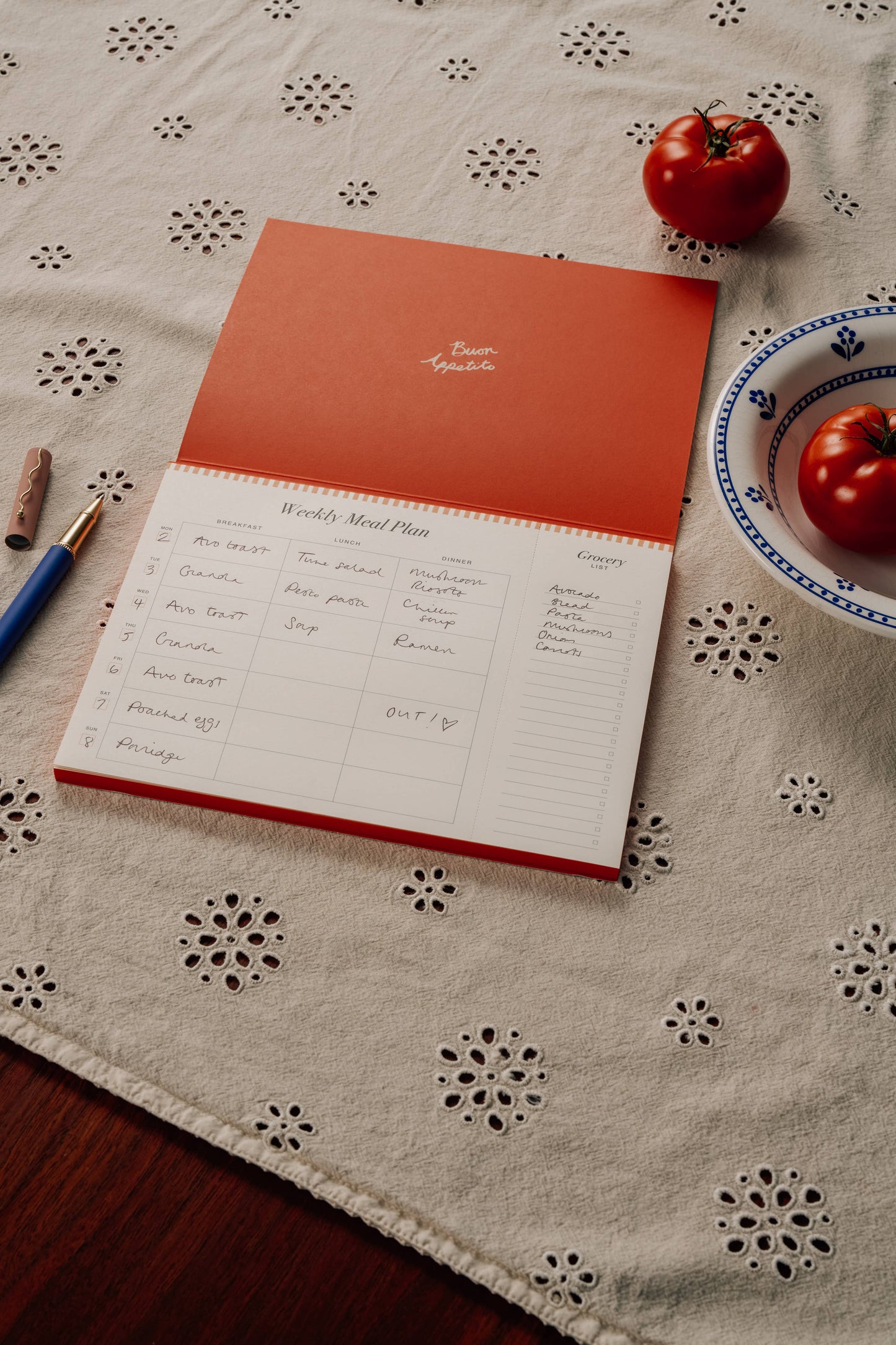 Weekly Meal Planner & Grocery List, Undated - La Dolce Vita