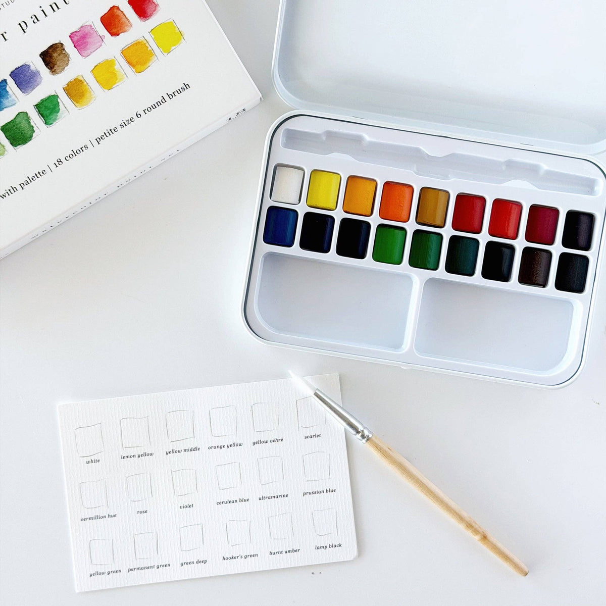 PS-18-color-box Watercolor paint set 18 colors with brush