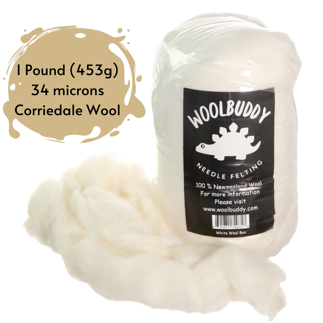 1lb White Core Wool for Needle Felting