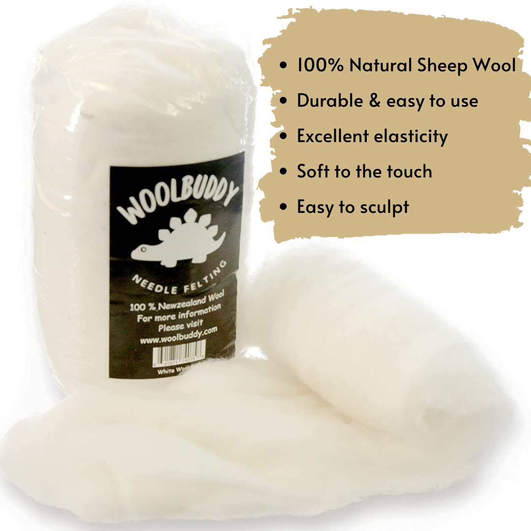 1lb White Core Wool for Needle Felting