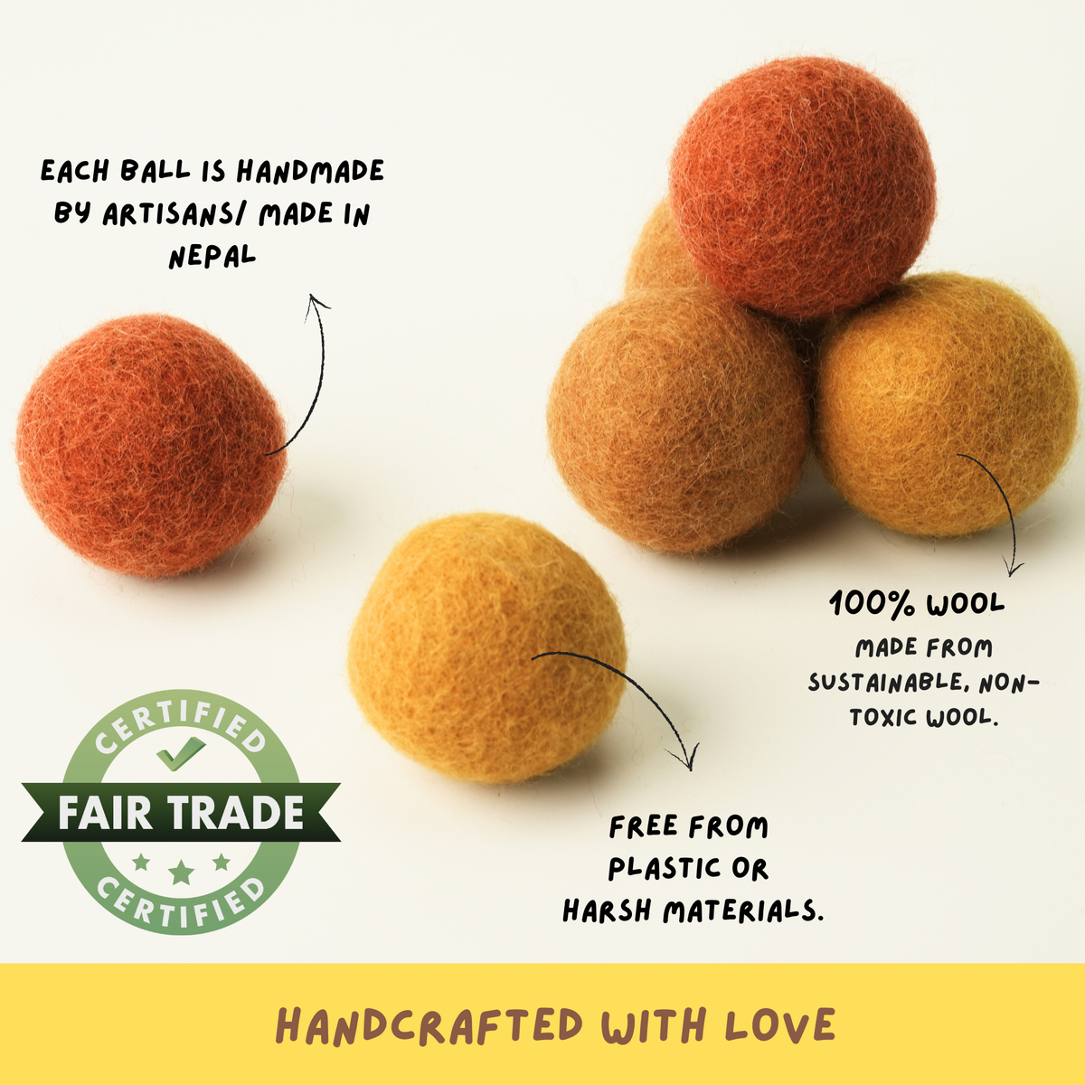 Woolbuddy Felt Cat Toy Balls – Handmade Natural Cat Toy Set