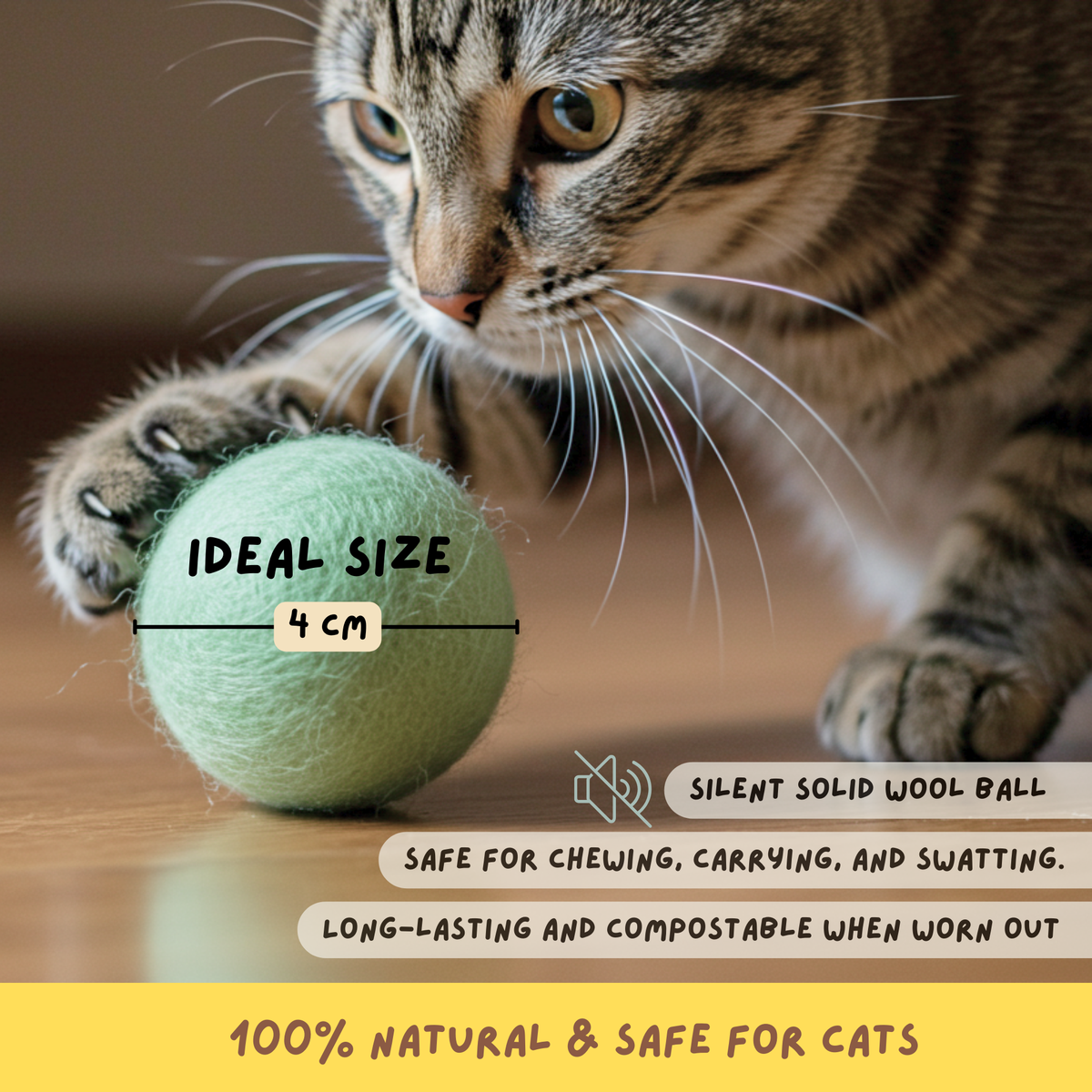 Woolbuddy Felt Cat Toy Balls – Handmade Natural Cat Toy Set