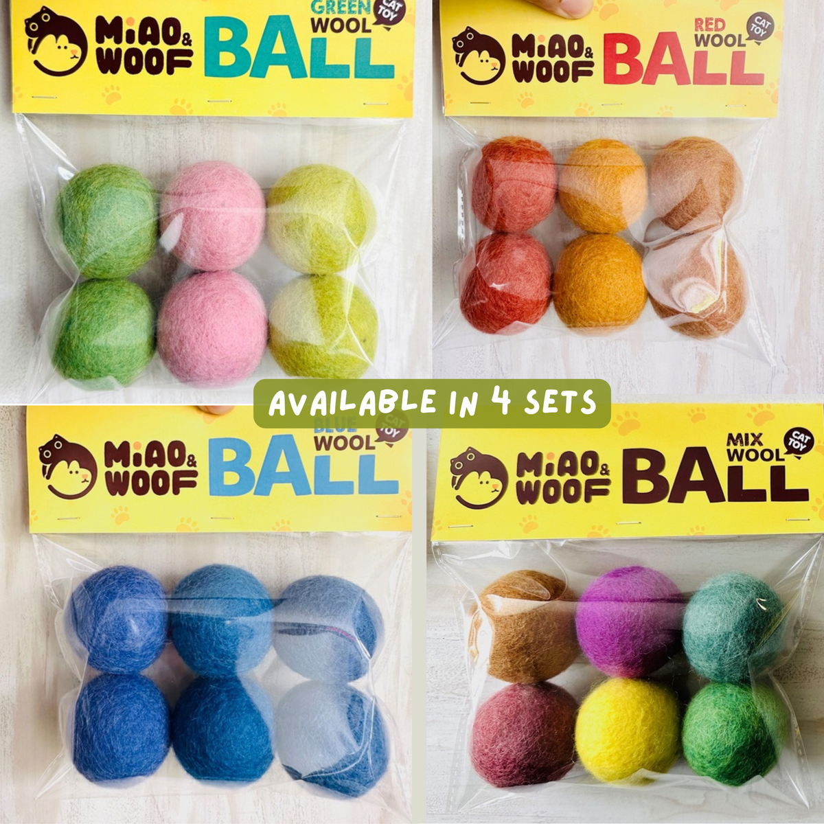 Woolbuddy Felt Cat Toy Balls – Handmade Natural Cat Toy Set