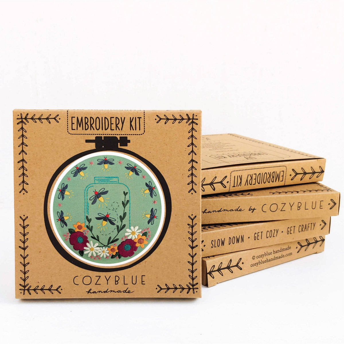 Cozy Blue Fireflies Embroidery Kit