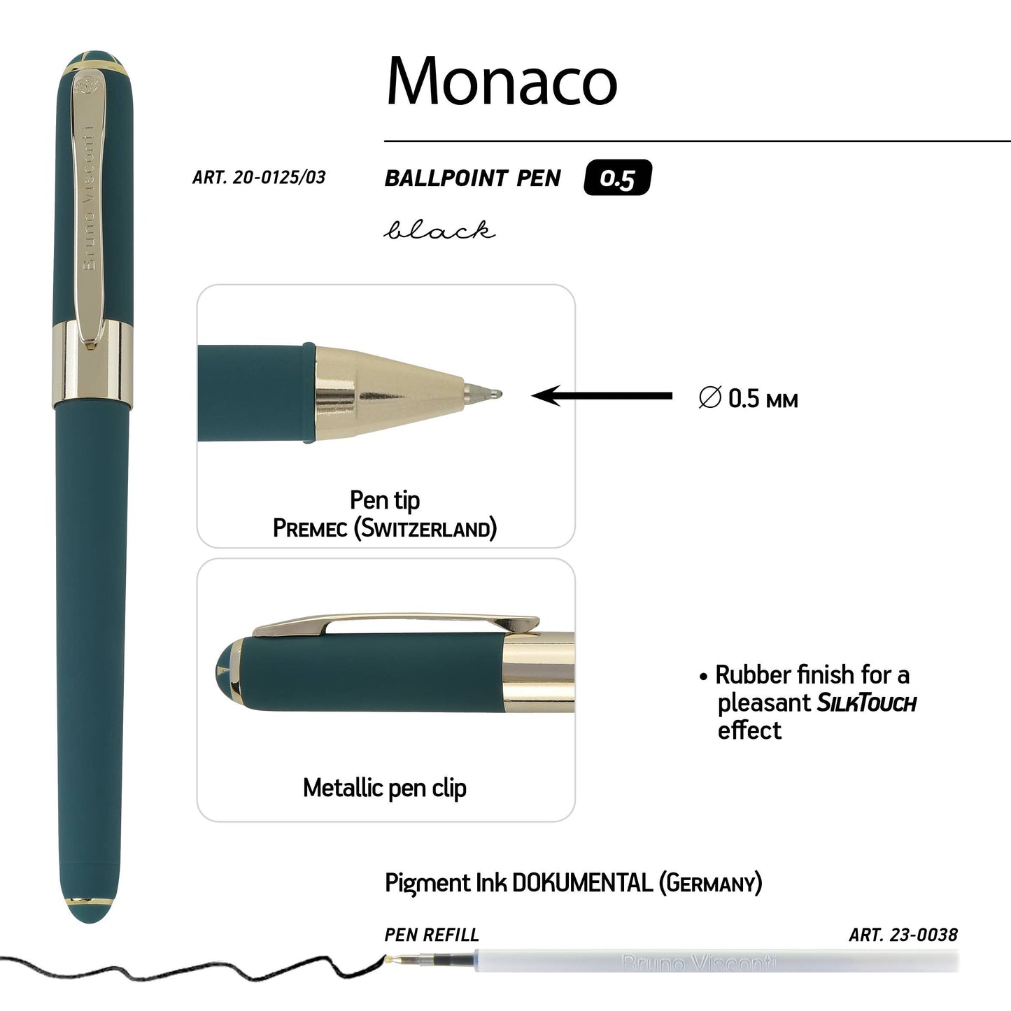 Monaco Fine Point Soft Touch Pen, 0.5mm