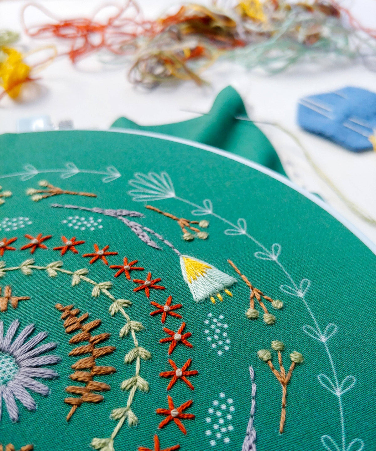 Cozy Blue Greenery embroidery kit