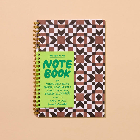 Autumn Quilt Letterpress Spiral Notebook - Made in USA - Stocking stuffer, Holiday, Gift Guide