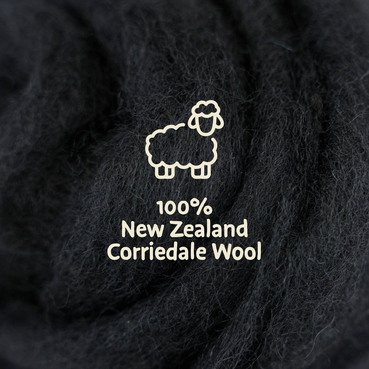 Woolbuddy Core Wool Roving 8oz Black