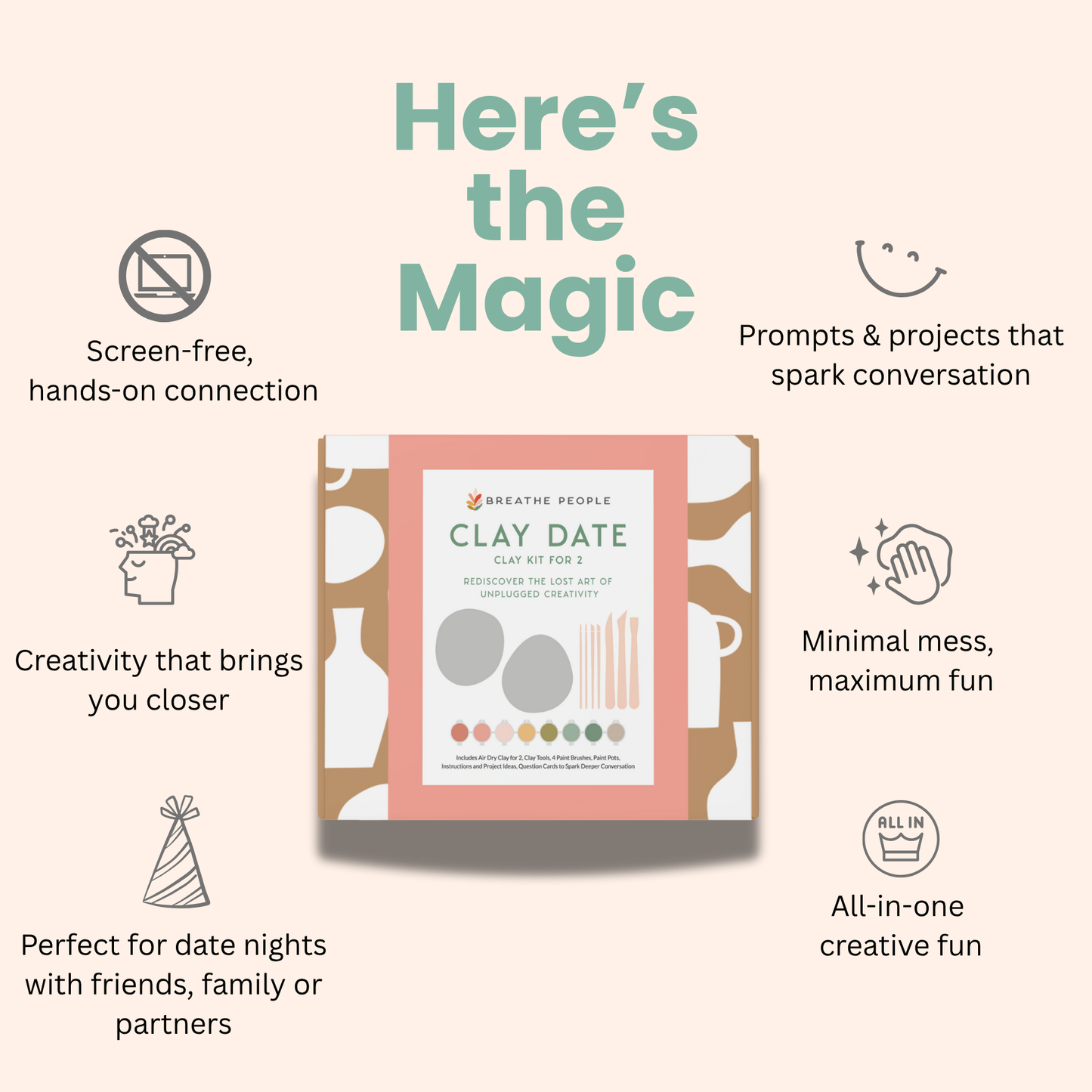 Breathe People - Deluxe Clay Date Activity Kit- Clay Kit for Two