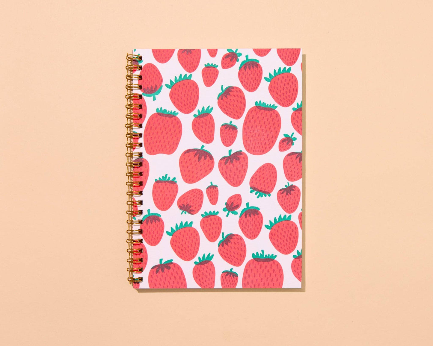 Modern Summer Letterpress A5 Spiral Notebook — Strawberry