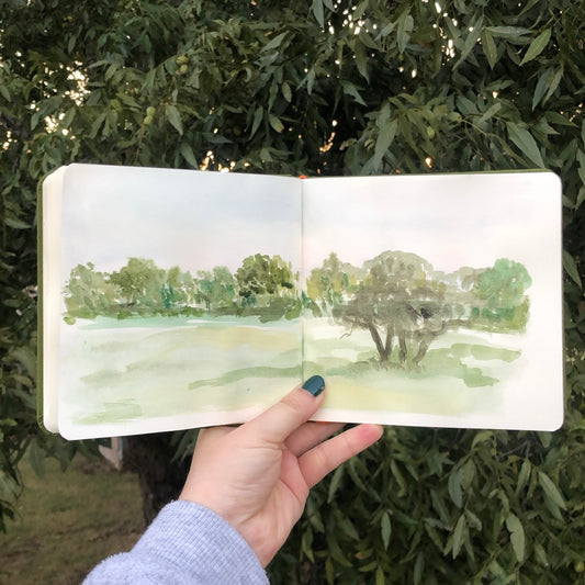 Oct 17 Watercolor Prairie Landscape