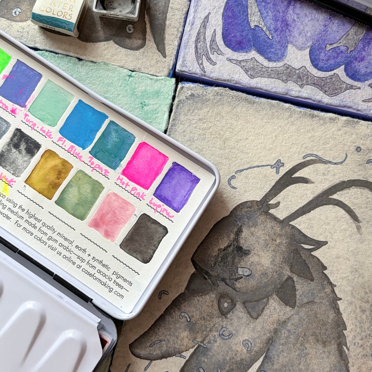 October 4 Watercolor: Monochrome Creatures