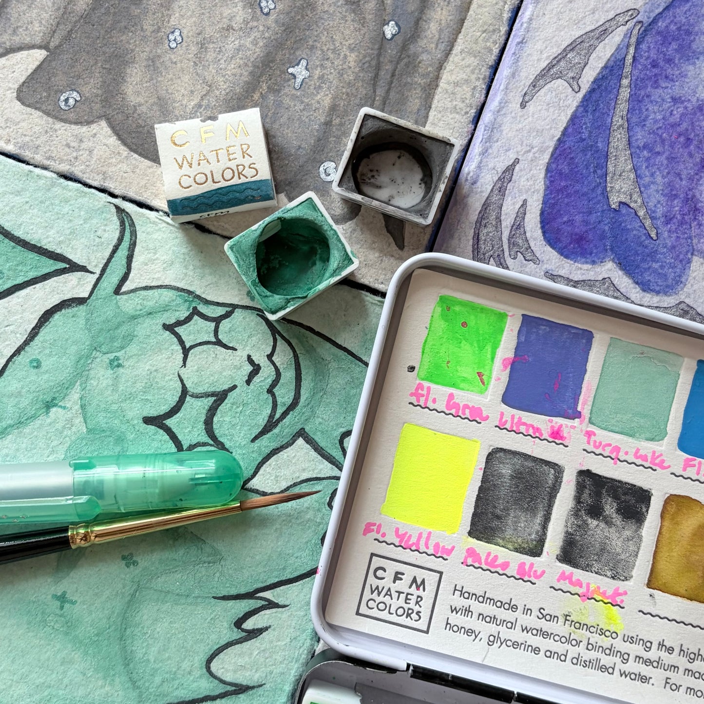 October 4 Watercolor: Monochrome Creatures