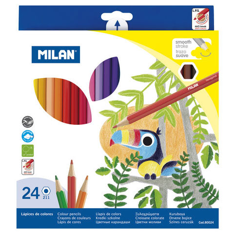 Milan Hexagonal Smooth Stroke Color Pencil 24ct