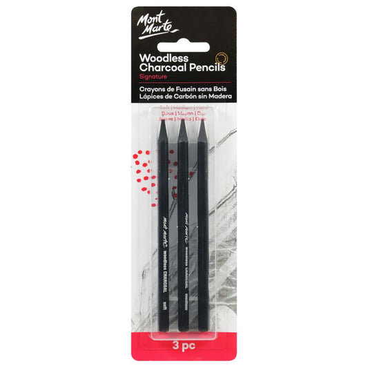 Mont Marte Signature Woodless Charcoal Pencils 3 pc