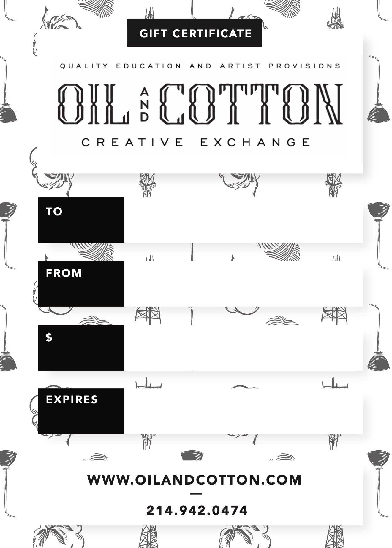 Oil and Cotton Giftcard