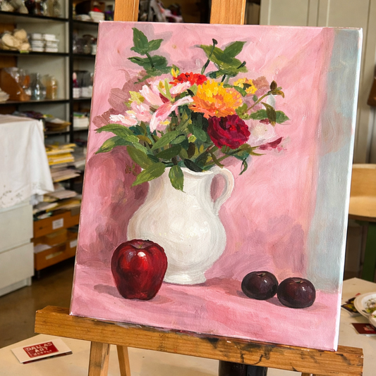 May 9 Acrylic Painting Summer Florals Still Life on Canvas