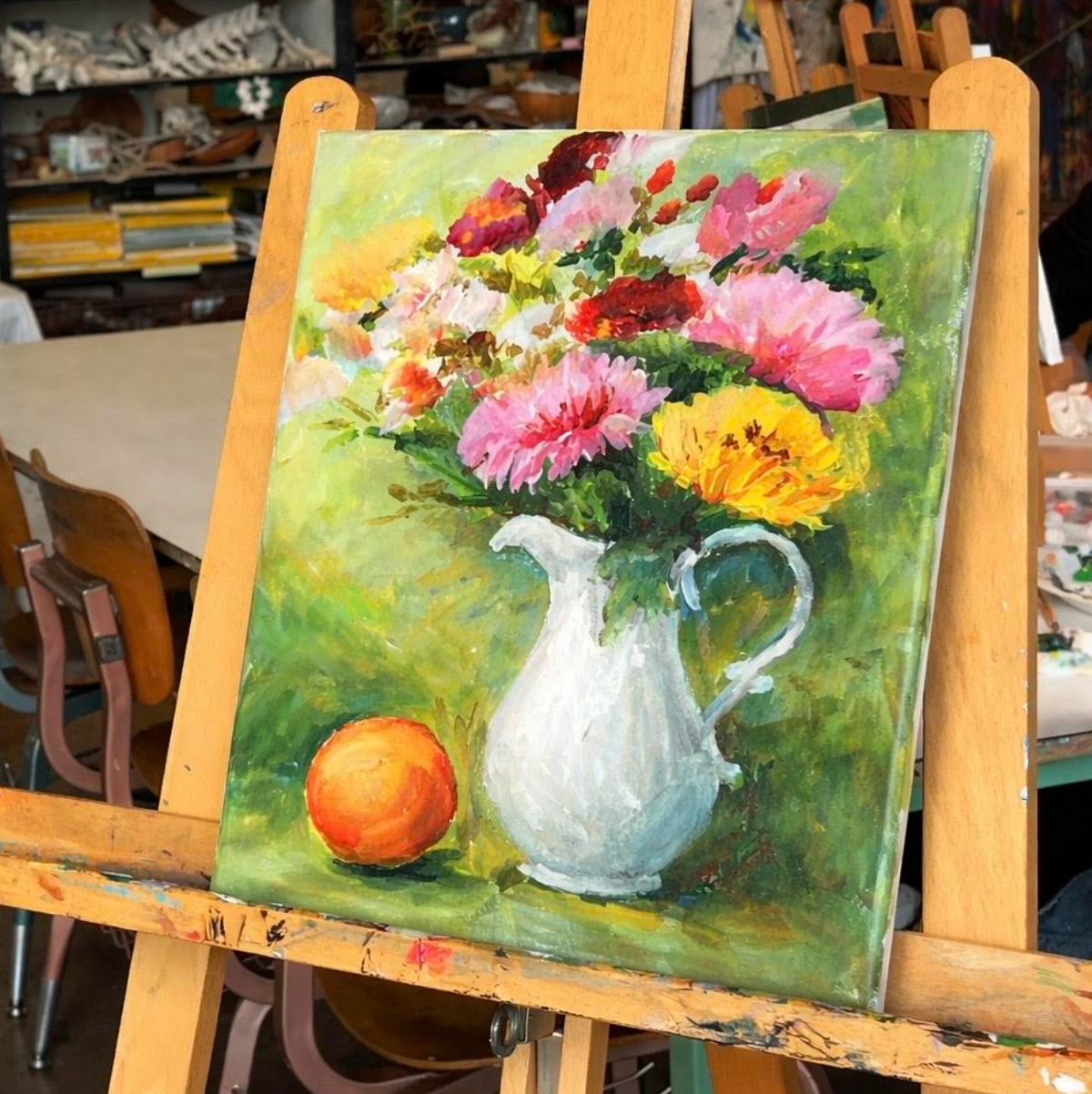 May 8 Acrylic Painting: Summer Florals Still Life on Canvas